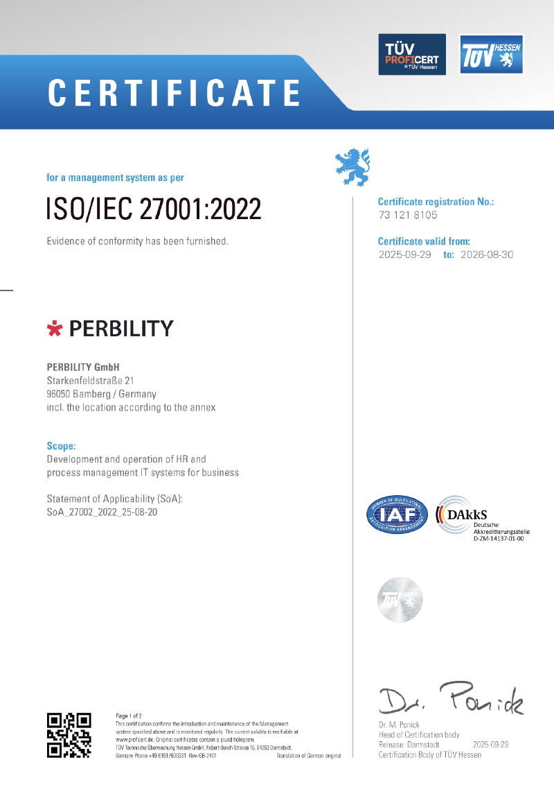 DIN EN ISO 27001 certificate